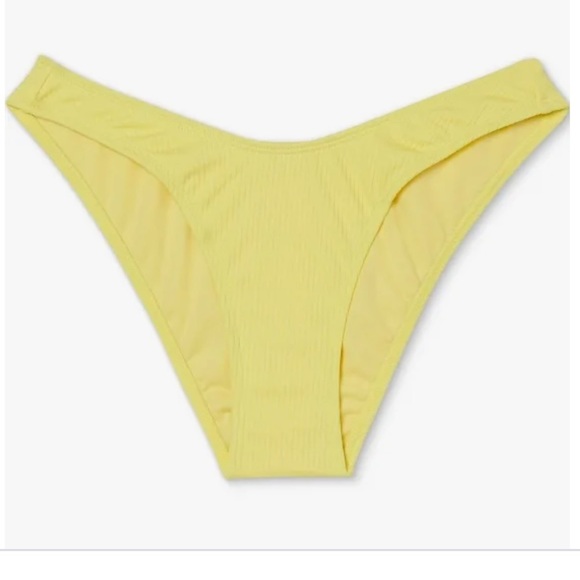 Juniors' Xhilaration Ribbed Cheeky High Leg Scoop waist Bikini Bottom yellow nwt - Picture 3 of 5